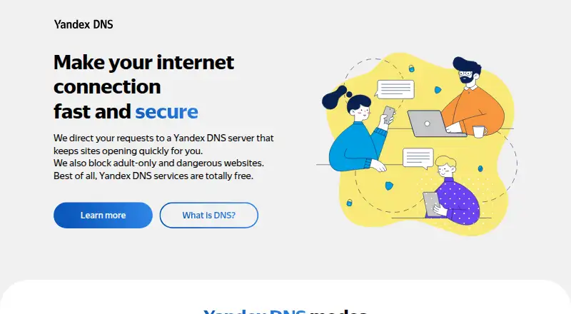 Yandex DNS screenshot