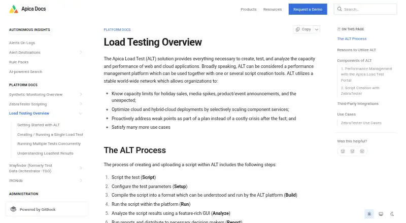 Apica LoadTest screenshot