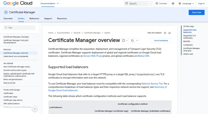 Google Cloud Certificate Manager screenshot
