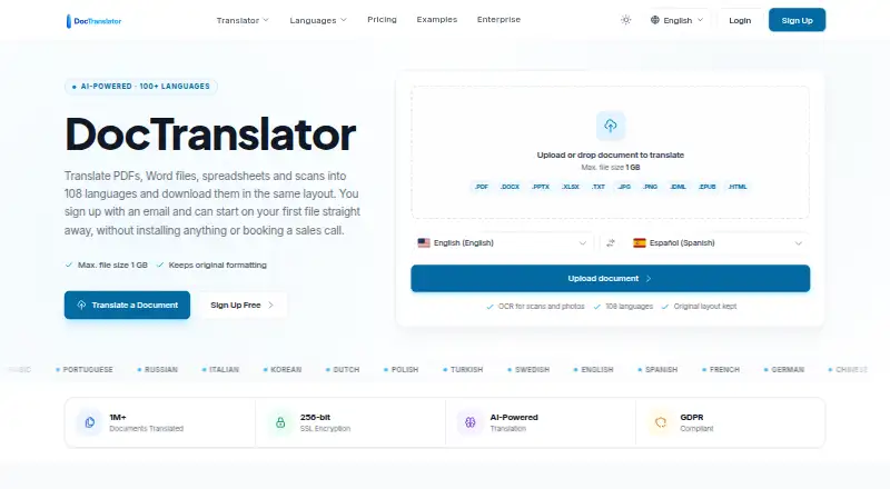 DocTranslator screenshot