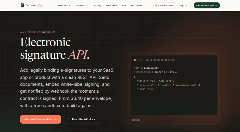 Document eSign API screenshot