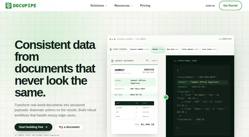 DocuPipe screenshot