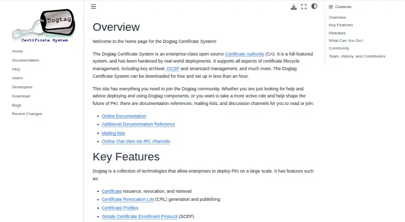 Dogtag Certificate System screenshot