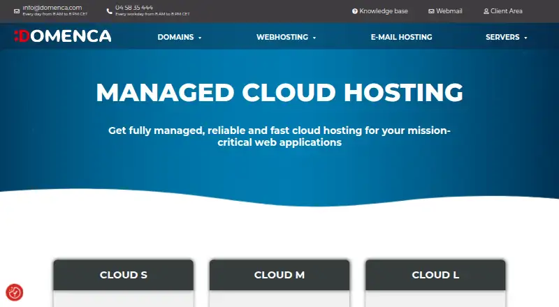 Domenca Managed Cloud Hosting screenshot