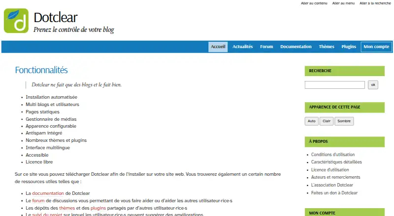 Dotclear screenshot