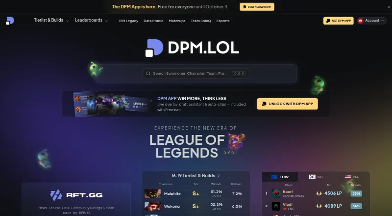 DPM.LOL screenshot