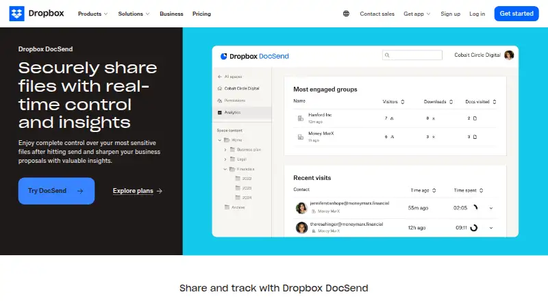 Dropbox DocSend screenshot