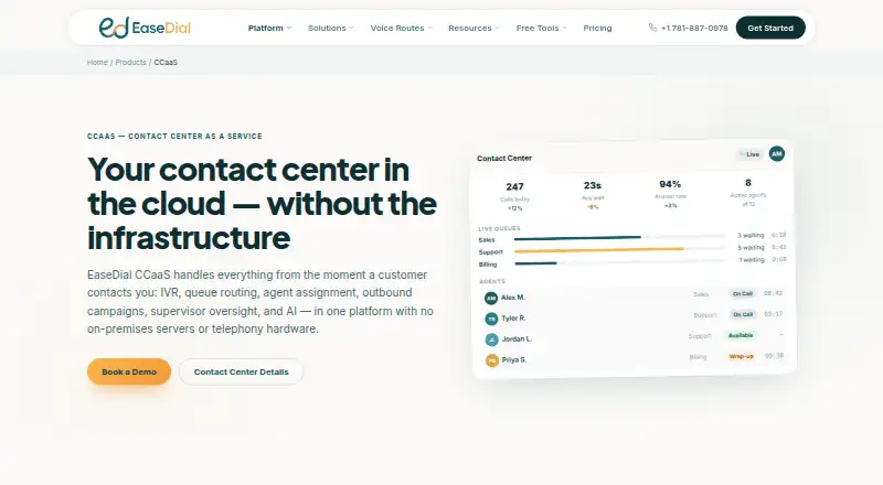 EaseDial CCaaS screenshot