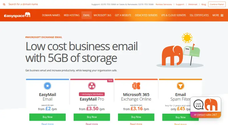 Easyspace Email Hosting screenshot