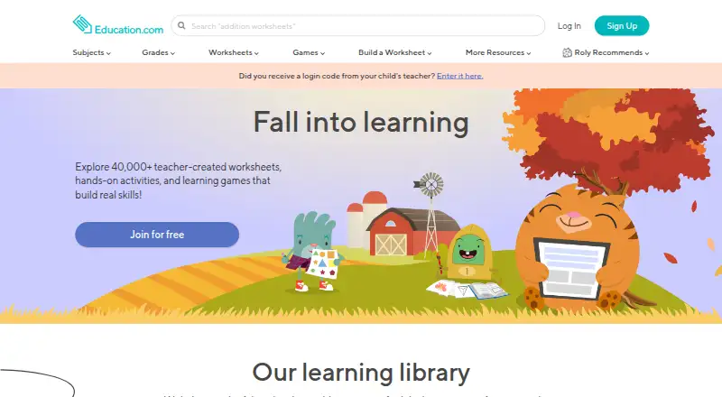 Education.com screenshot