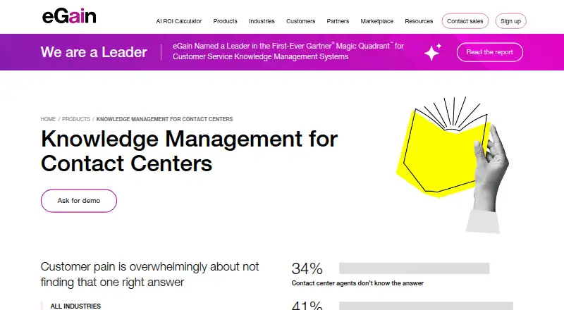 eGain Knowledge Hub screenshot