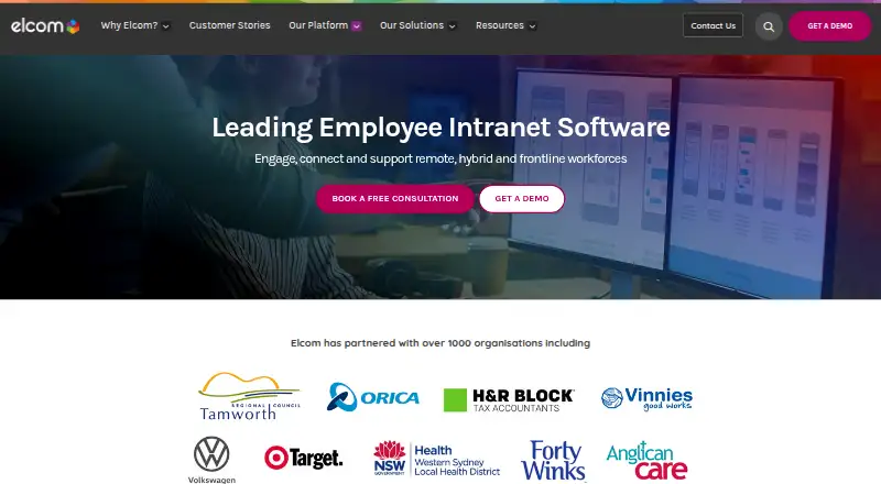 Elcom Intranet screenshot