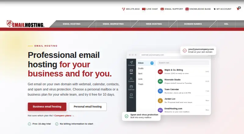 EmailHosting.com screenshot