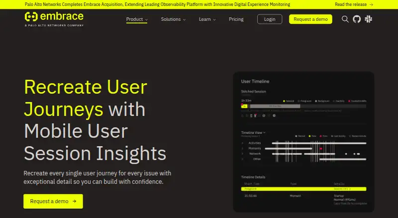 Embrace User Session Insights screenshot