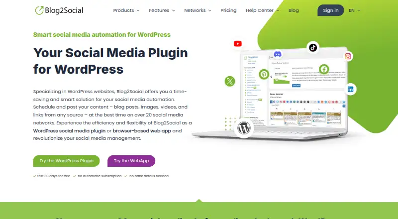 Blog2Social screenshot