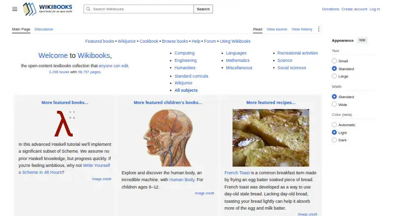 Wikibooks screenshot