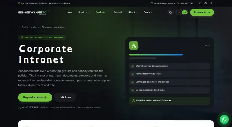 Engynex Corporate Intranet screenshot