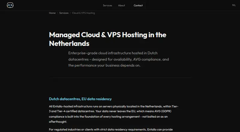 Entallo Managed Cloud Hosting screenshot