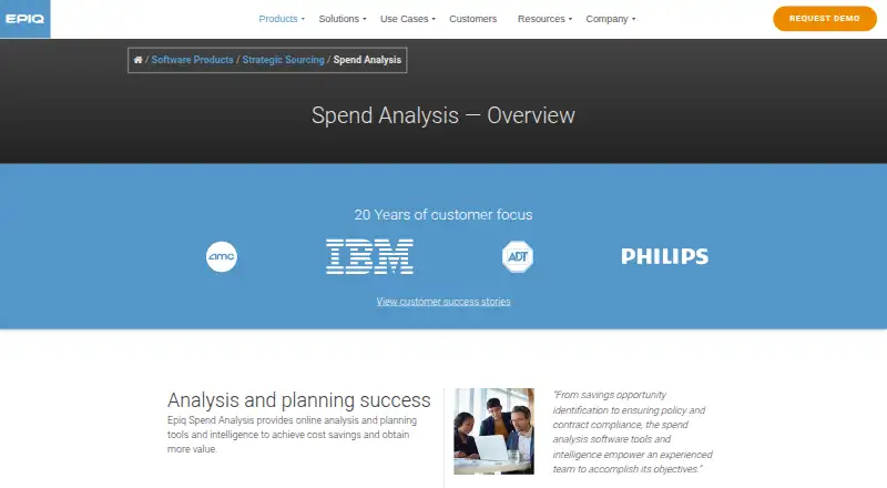 Epiq Spend Analysis screenshot