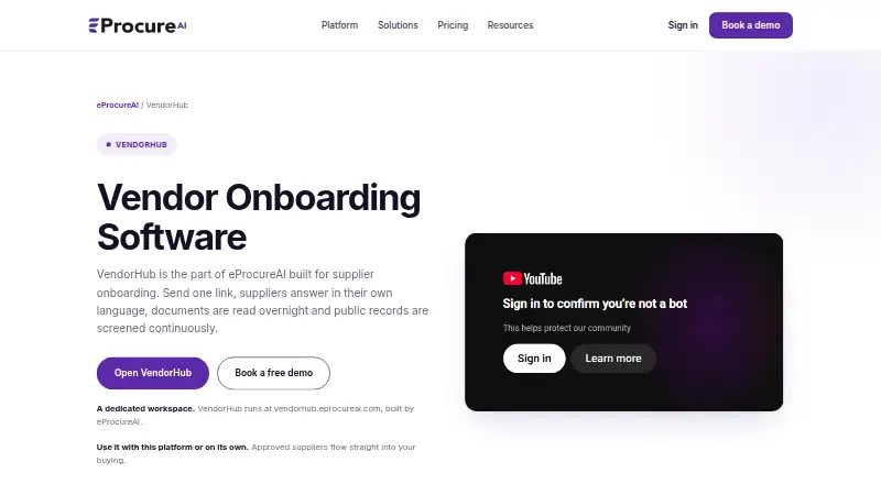 eProcureAI VendorHub screenshot