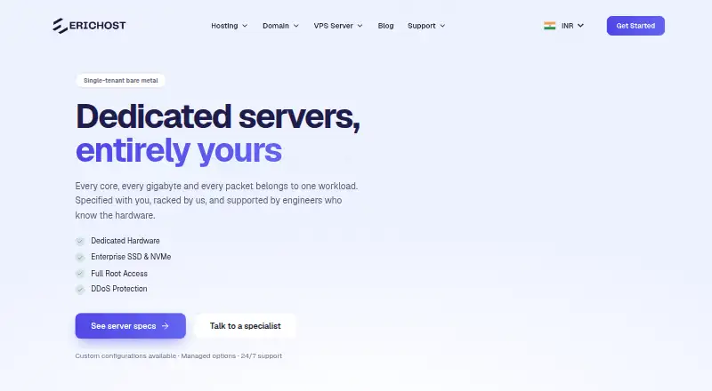 EricHost Dedicated Servers screenshot
