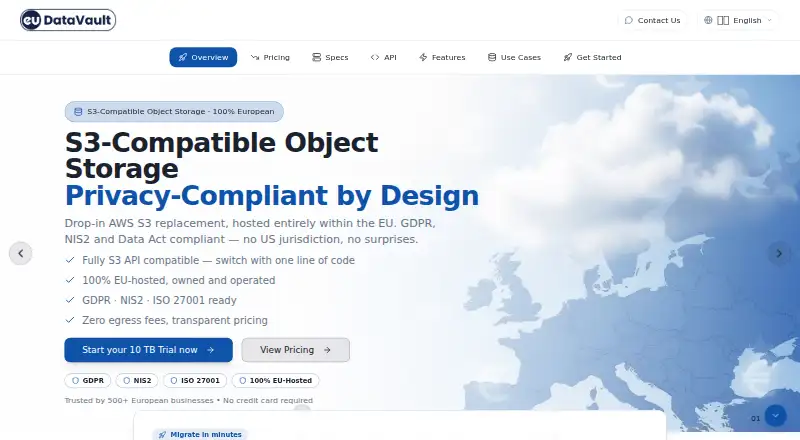 EUDataVault Object Storage screenshot