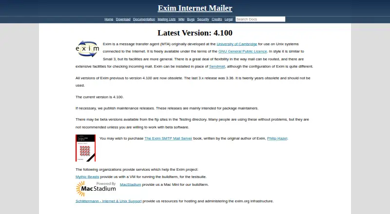 Exim screenshot