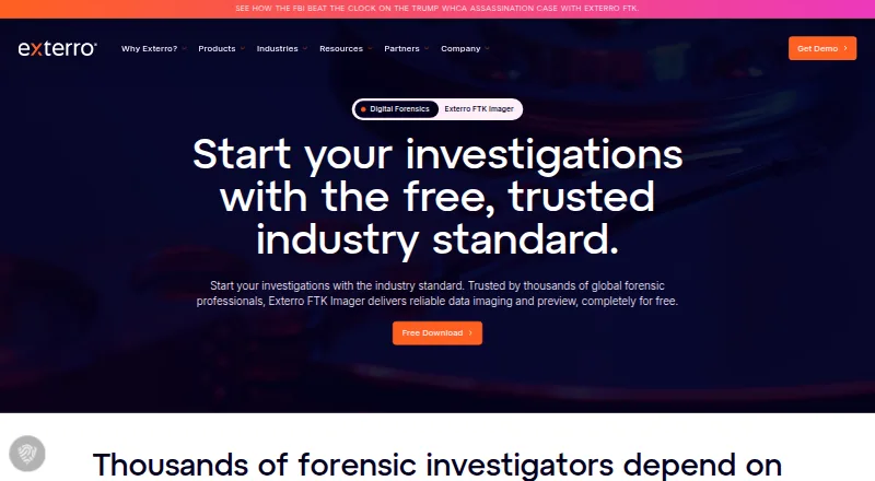 Exterro FTK Imager screenshot