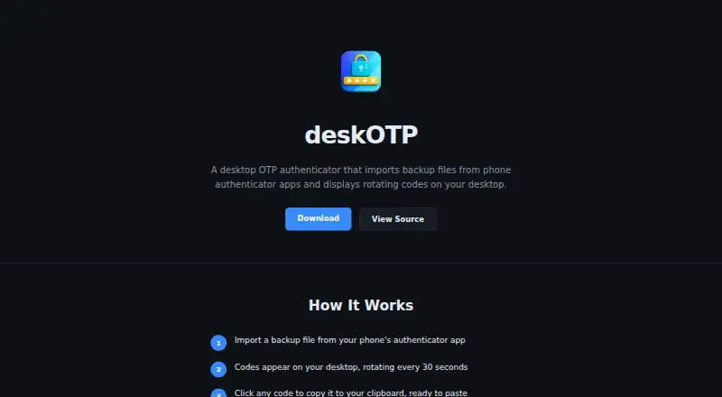 deskOTP screenshot