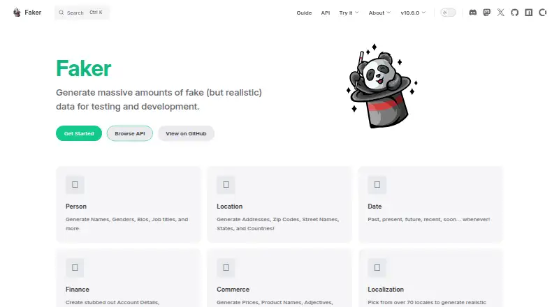 Faker.js screenshot