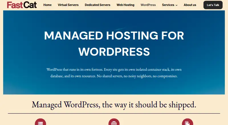 FastCat Managed WordPress Hosting screenshot