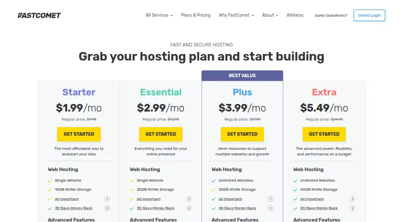 FastComet Managed WordPress Hosting screenshot