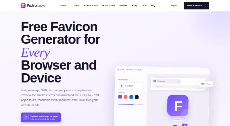 Favicon.now screenshot