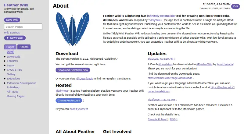 Feather Wiki screenshot