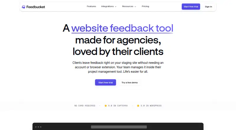 Feedbucket screenshot