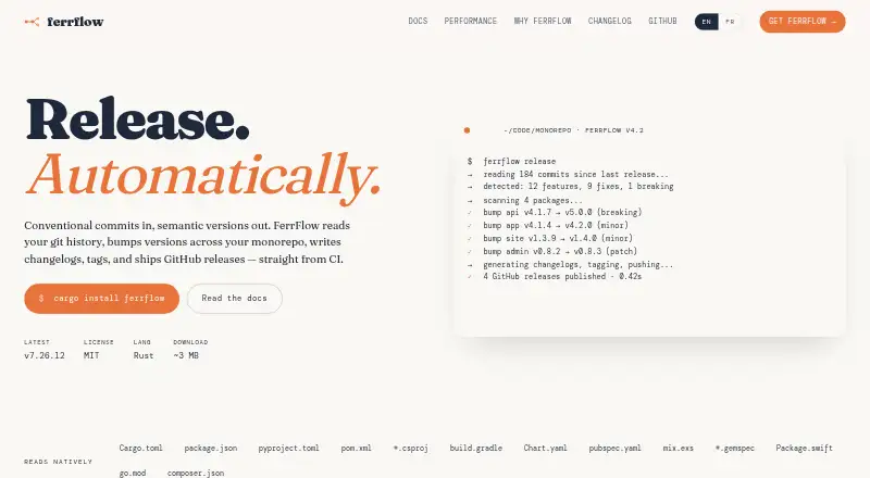 FerrFlow screenshot