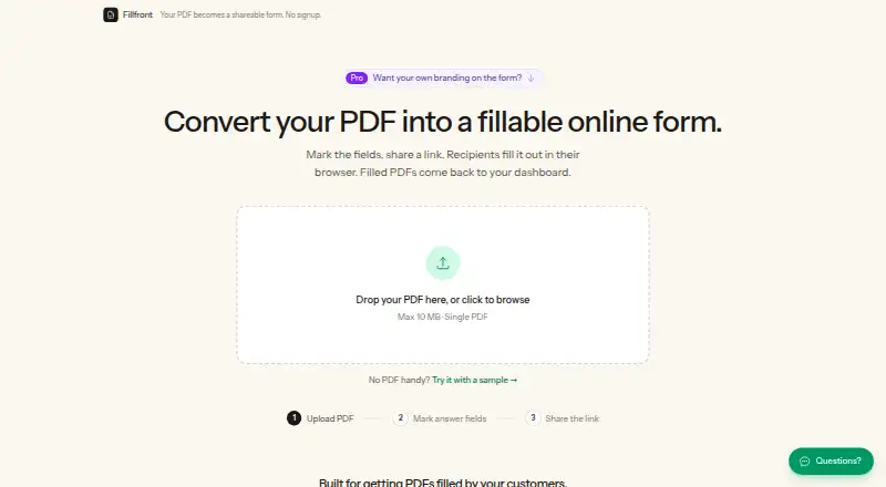 Fillfront screenshot