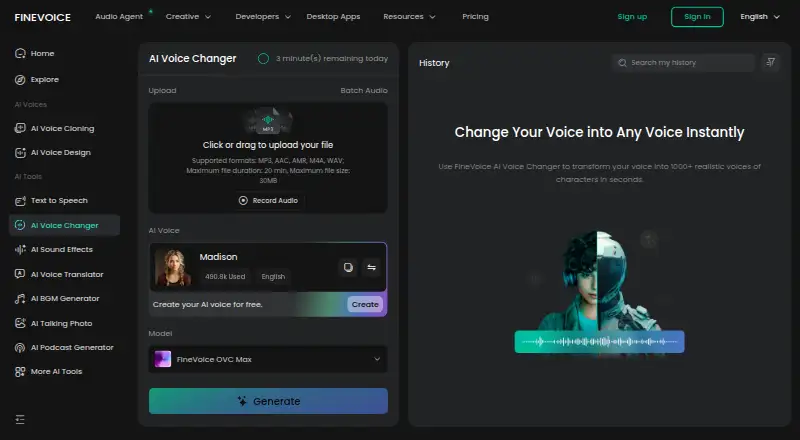 FineVoice AI Voice Changer screenshot