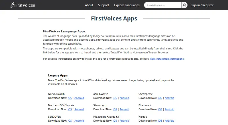 FirstVoices Language Apps screenshot