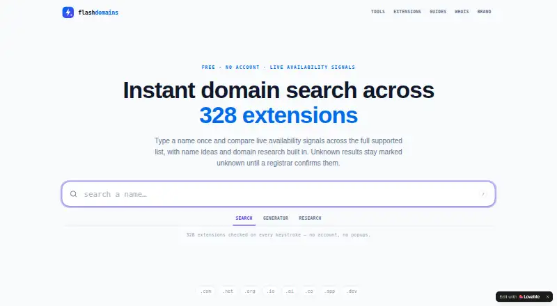 Flash Domain Search screenshot