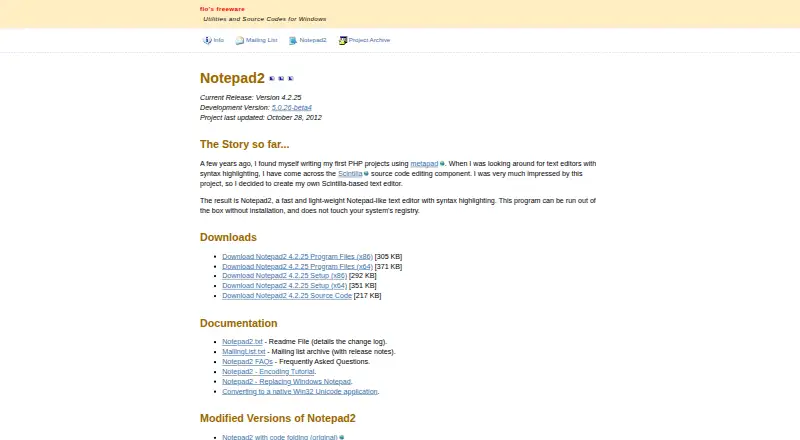 Notepad2 screenshot