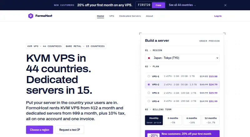 FormoHost Dedicated Servers screenshot