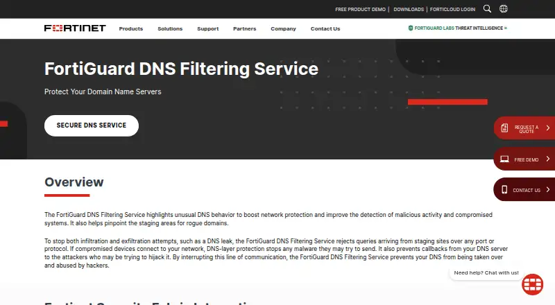 FortiGuard DNS Filtering Service screenshot