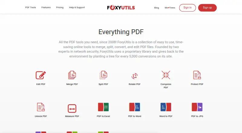 FoxyUtils Online PDF Tools screenshot