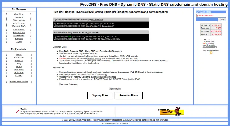 FreeDNS screenshot