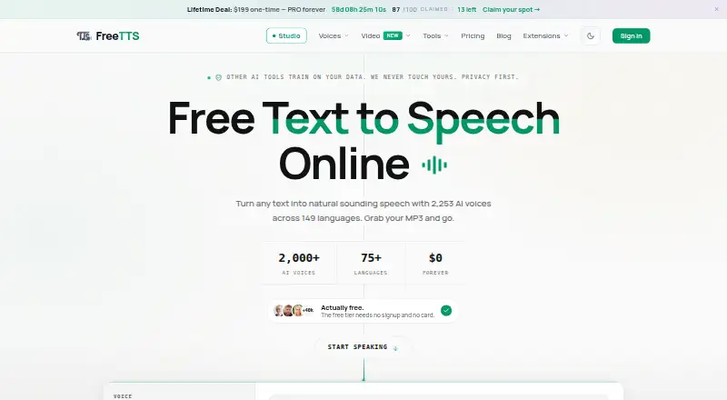 FreeTTS screenshot