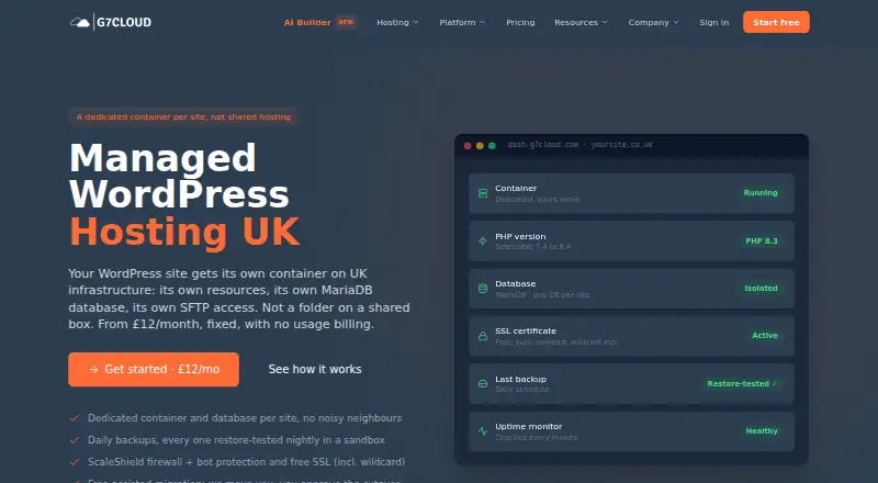 G7Cloud Managed WordPress screenshot
