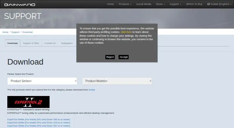 Gainward ExperTool screenshot