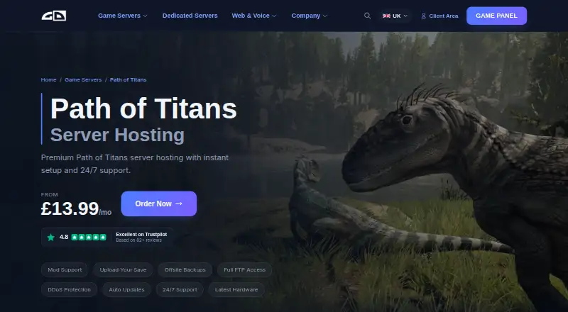 Gaming Deluxe Path of Titans Server Hosting screenshot