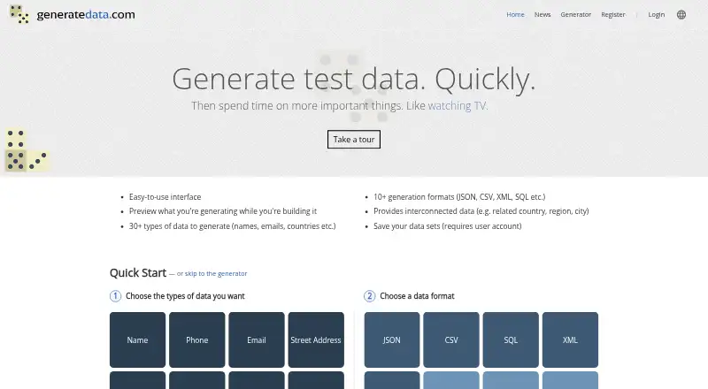 Generatedata screenshot
